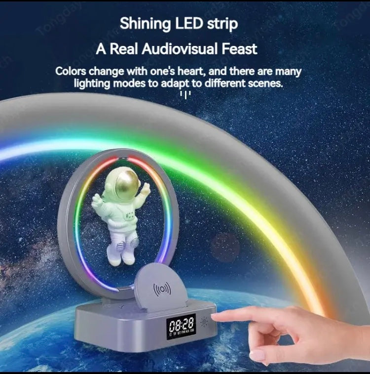 ASTRONAUT NIGHT LIGHT WITH SPEAKER, WIRELESS CHARGER LEVITATION LAMP