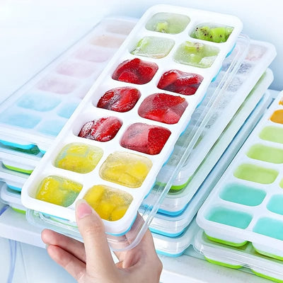 14X GRID ICE CUBE TRAY WITH LID