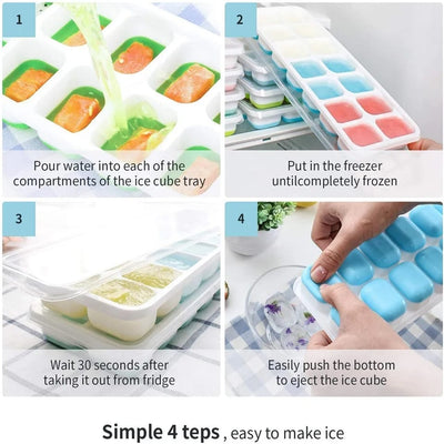 14X GRID ICE CUBE TRAY WITH LID