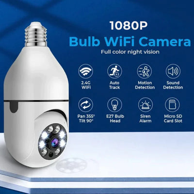 Wi-Fi security PTZ camera 2MP 1080P HD IP Wi-Fi bulb camera v380 pro app 360 rotation Day and night full colour HD camera