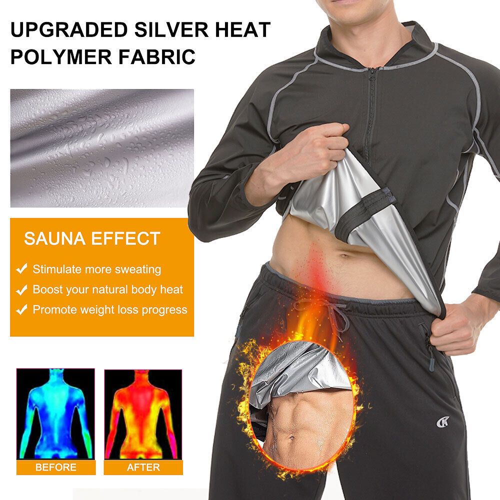 Heavy Duty Sauna Suit Men Women Weight Loss Exercise Slimming Gym Fitness Workout Anti-Rip Sweat Suit