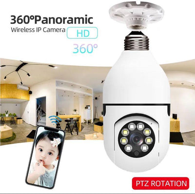 Wi-Fi security PTZ camera 2MP 1080P HD IP Wi-Fi bulb camera v380 pro app 360 rotation Day and night full colour HD camera