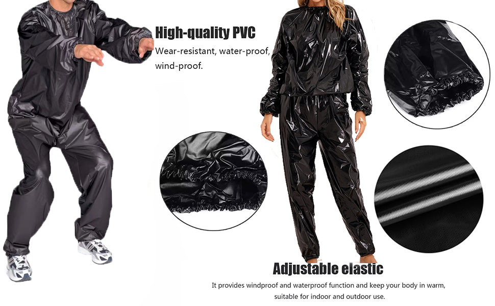 Heavy Duty Sauna Suit Men Women Weight Loss Exercise Slimming Gym Fitness Workout Anti-Rip Sweat Suit