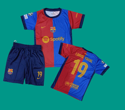 LAMINE YAMAL #19 Barcelona Home Football Kit 2024/25 for Kids Soccer Jersey/Shorts