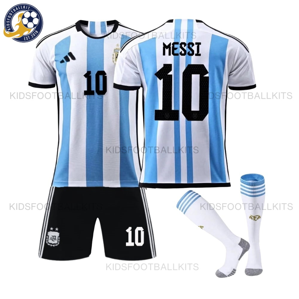 MESSI #10  Argentina Home Kids Football Kit 2022 World Cup