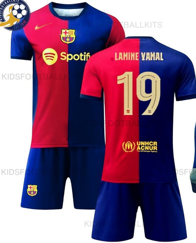 LAMINE YAMAL #19 Barcelona Home Football Kit 2024/25 for Kids Soccer Jersey/Shorts