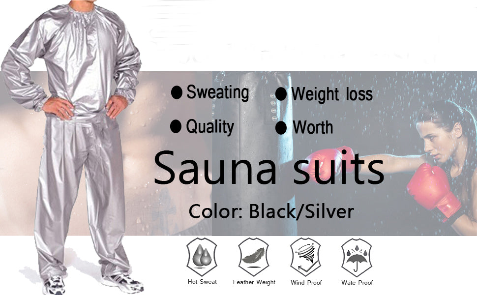 Heavy Duty Sauna Suit Men Women Weight Loss Exercise Slimming Gym Fitness Workout Anti-Rip Sweat Suit